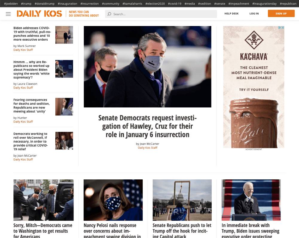 Home page of DailyKos.com