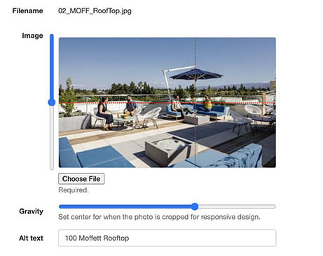 Custom CMS allows a user to art direct photography used on the site